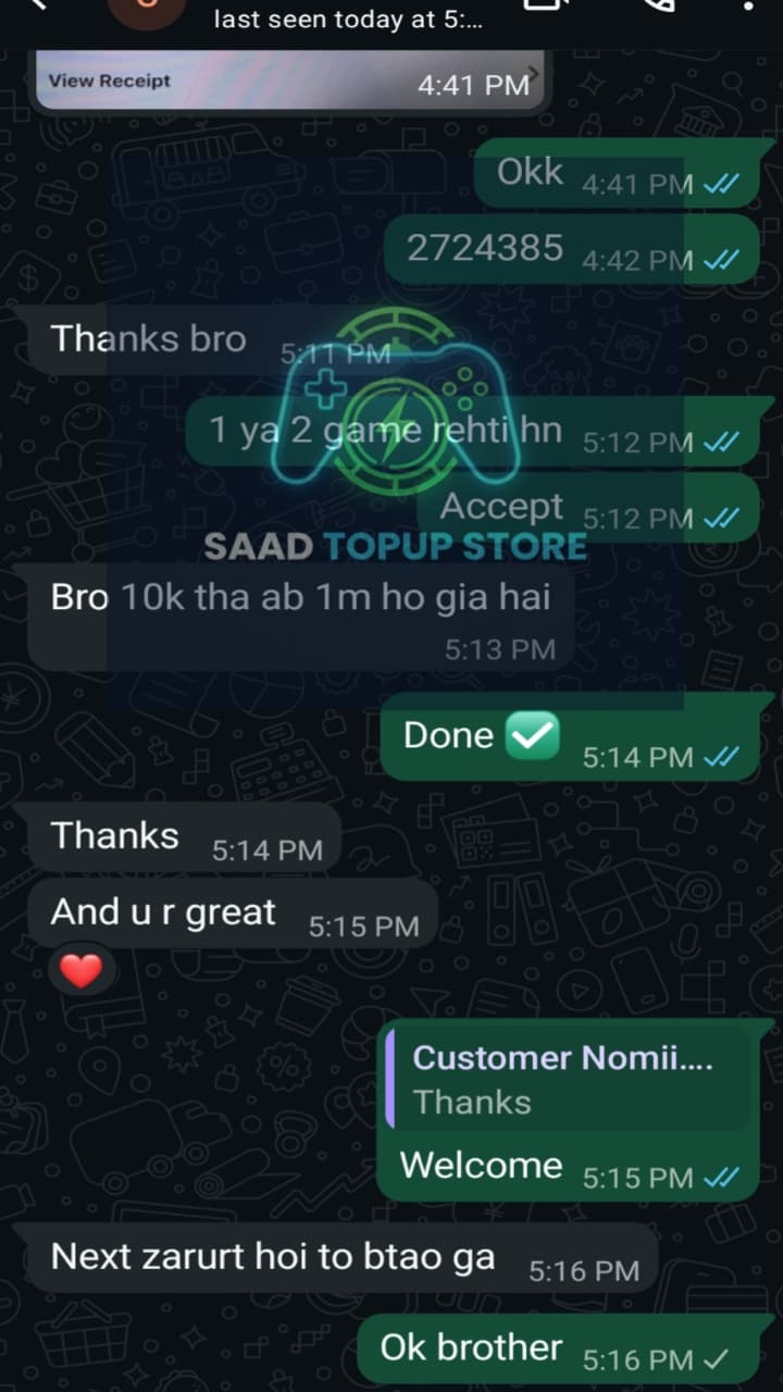 WhatsApp review from Faisal Qureshi — buy PUBG UC Pakistan instant delivery JazzCash